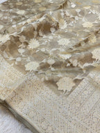 Diamond Golden 100% Pure Tissue Silk Banarasi Partywear Saree