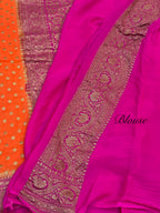 Orangish Peach Pure Banarasi Premium Khaddi Georgette Double Border Saree