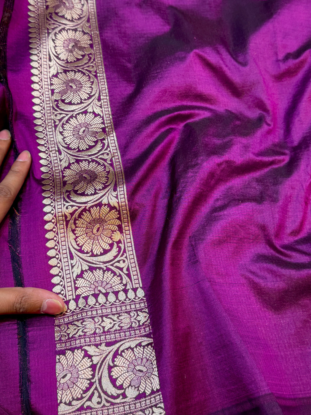 Wine Purple 100% Pure Banaras Katan Silk Rangkaat Saree