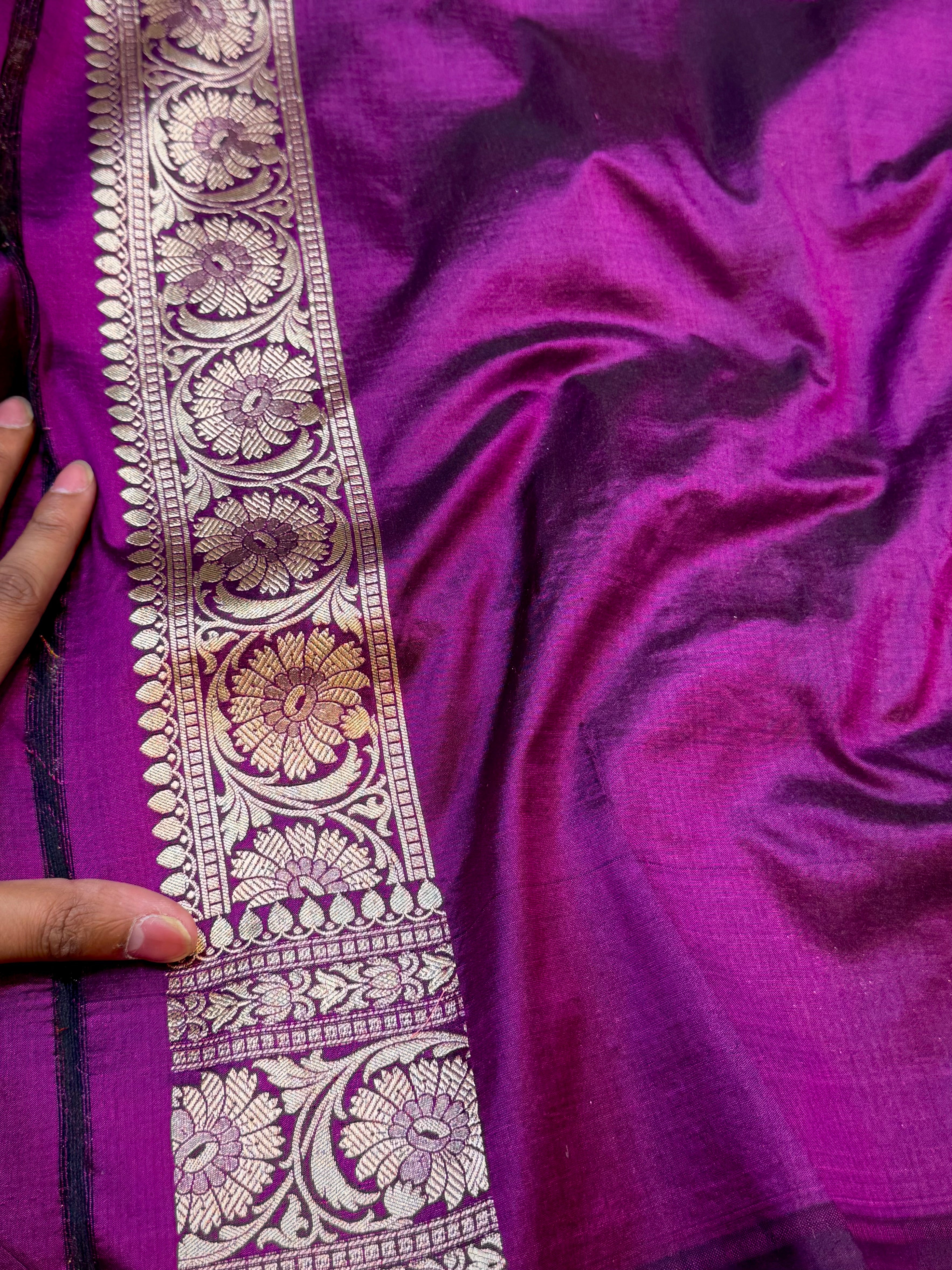 Wine Purple 100% Pure Banaras Katan Silk Rangkaat Saree