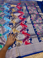 Royal Blue 100% Exclusive Pure Banaras Katan Silk Rangkaat Saree