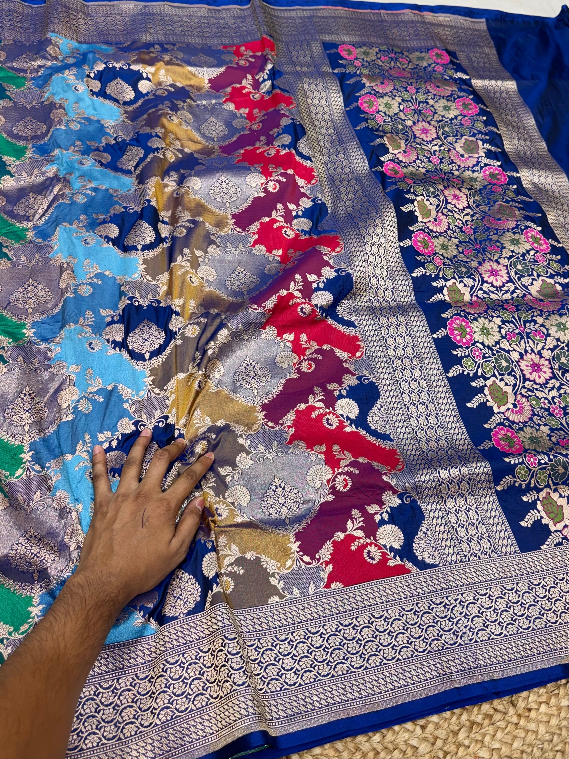 Royal Blue 100% Exclusive Pure Banaras Katan Silk Rangkaat Saree