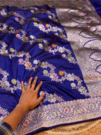 Royal Blue 100% Pure Banarasi Katan Silk Meenakari Saree