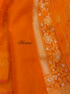 Prebook | Fanta Orange Pure Handloom Banarasi Ektara Kora Jamdani Saree