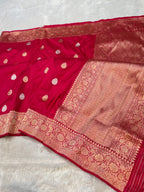 Hot Pink 100% Pure Banaras Katan Silk Handloom Handwoven Pattu Saree