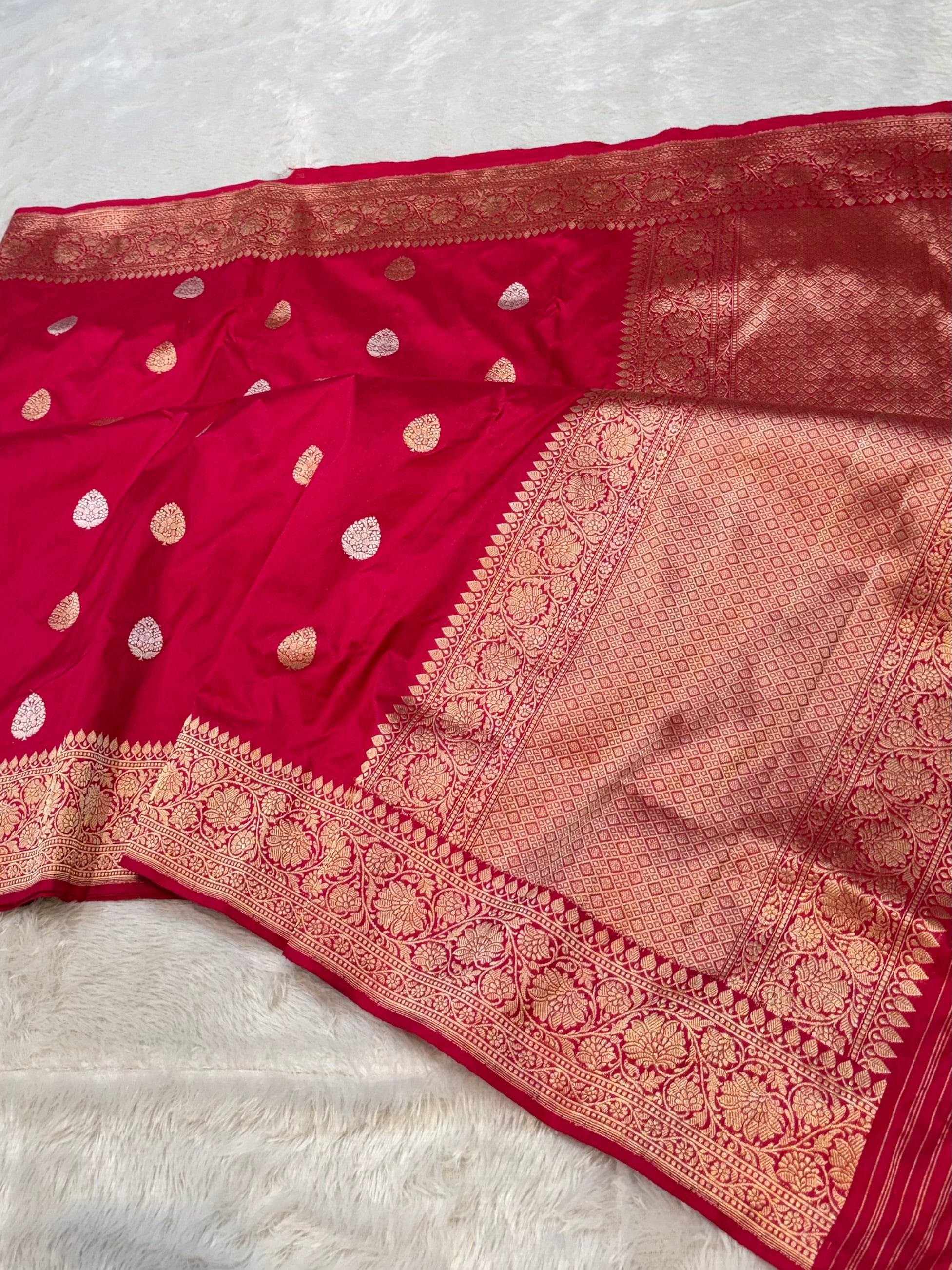 Hot Pink 100% Pure Banaras Katan Silk Handloom Handwoven Pattu Saree