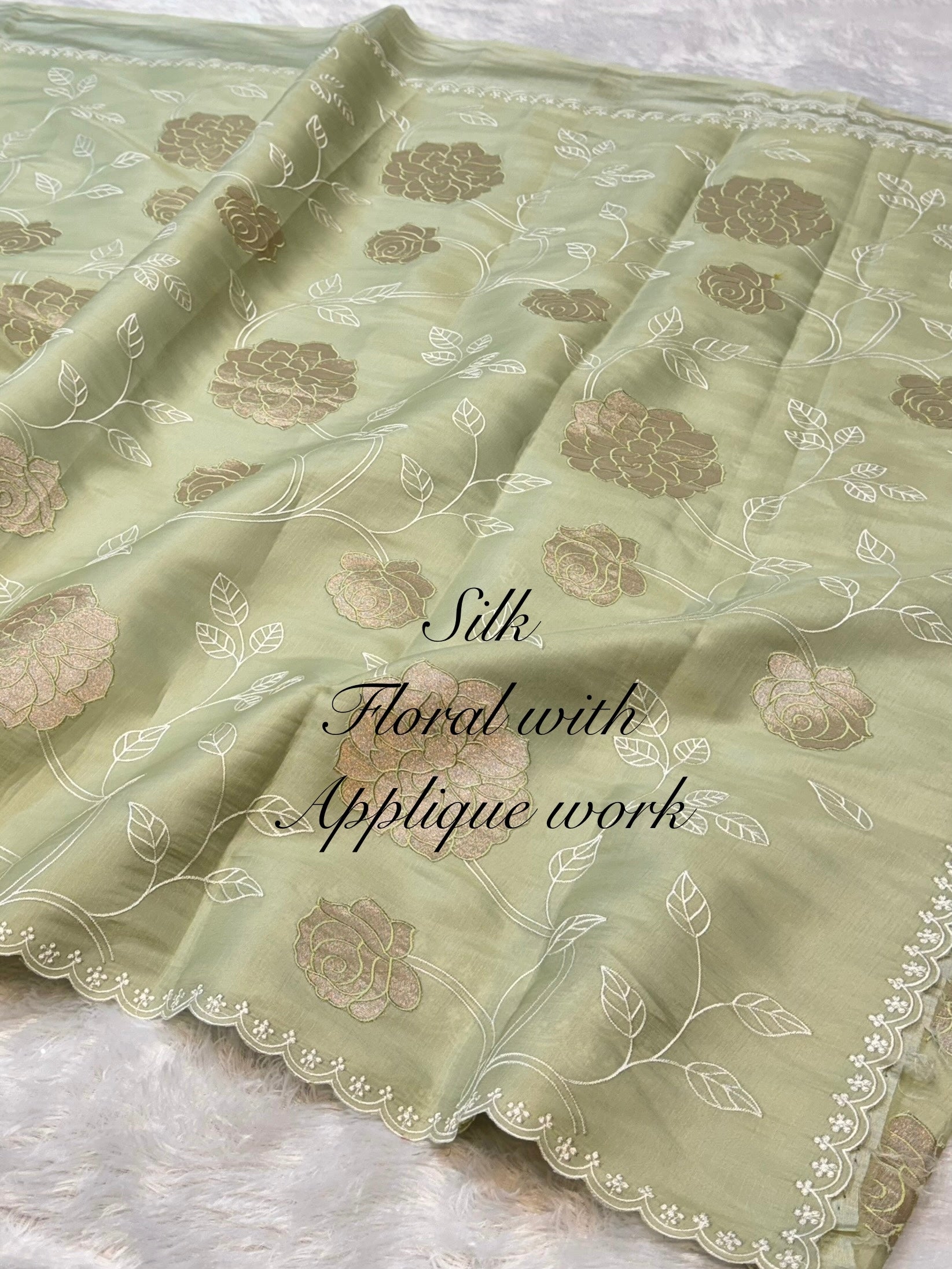 Green Mango Silk Partywear Banarasi Embroidered Jaal with Tissue Applique Lightweight Sarees