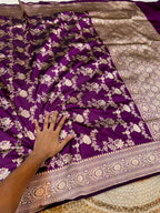 Prebook | Wine Purple 100% Pure Banarasi Katan Silk Saree