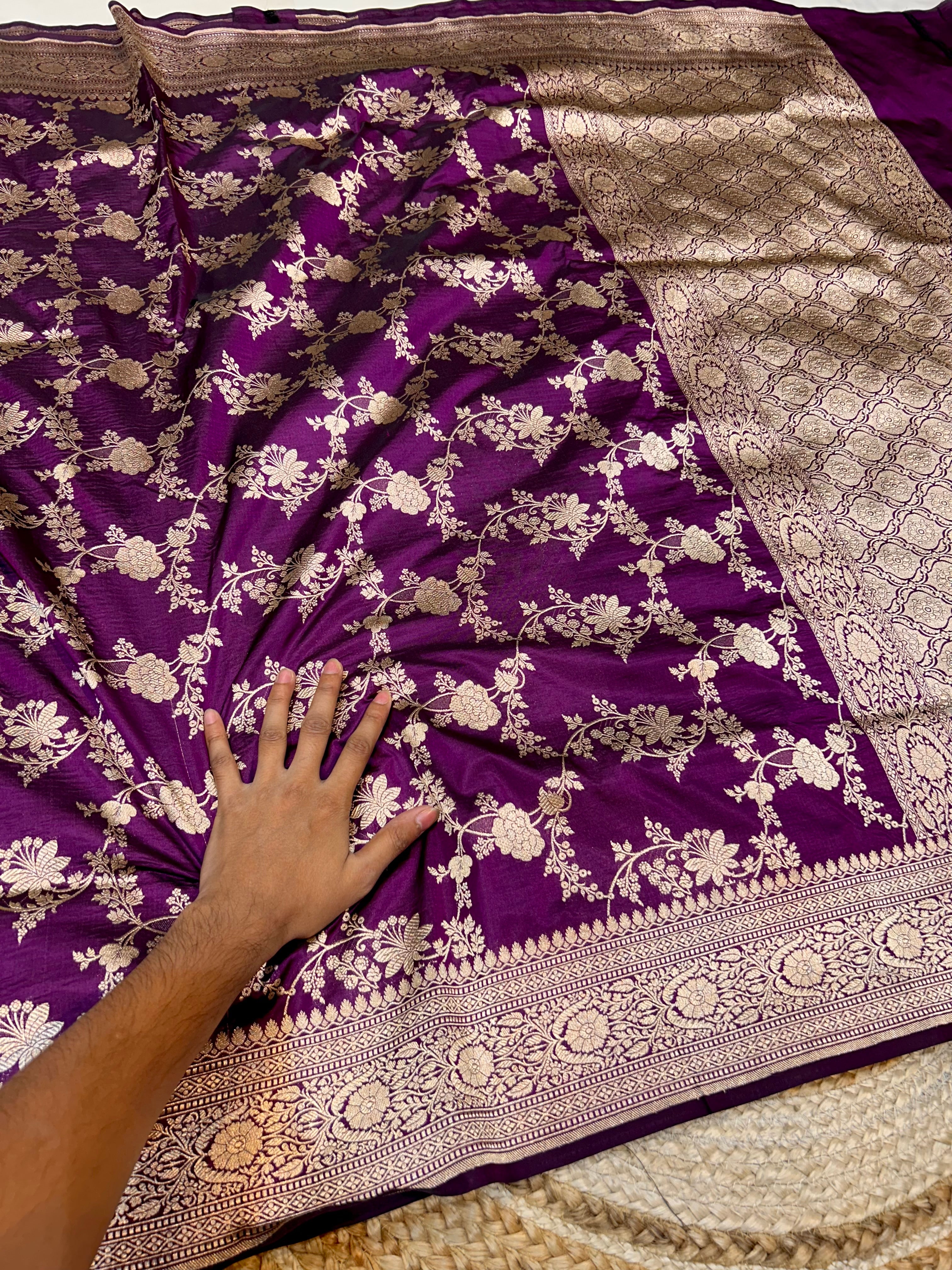 Wine Purple 100% Pure Banarasi Katan Silk Saree