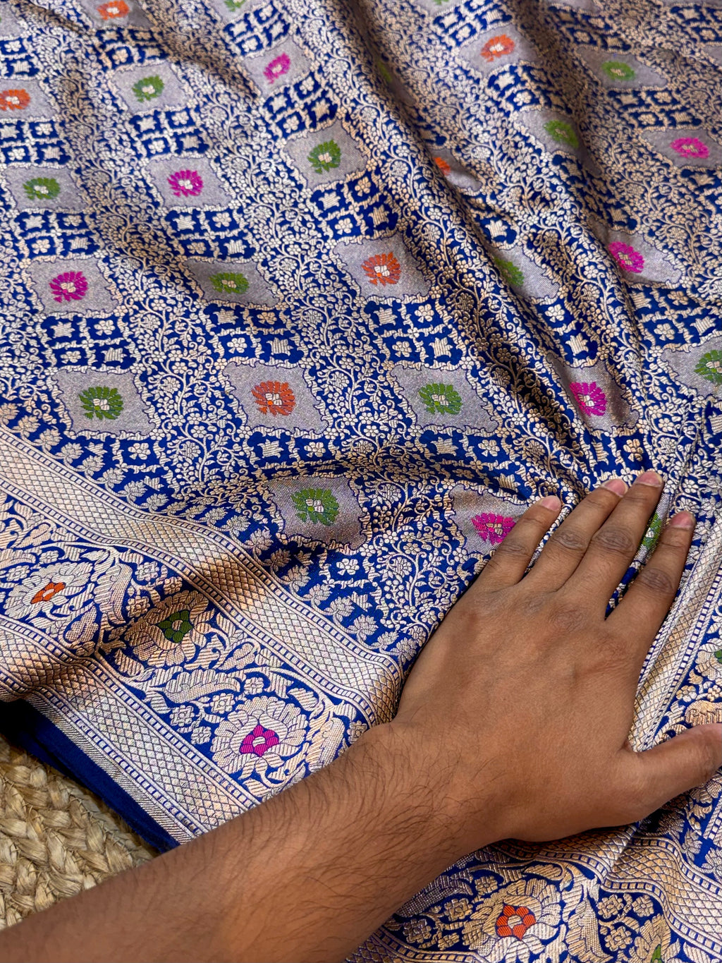 Royal Blue 100% Pure Banarasi Katan Silk Meenakari Brocade Saree