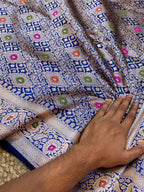 Royal Blue 100% Pure Banarasi Katan Silk Meenakari Brocade Saree