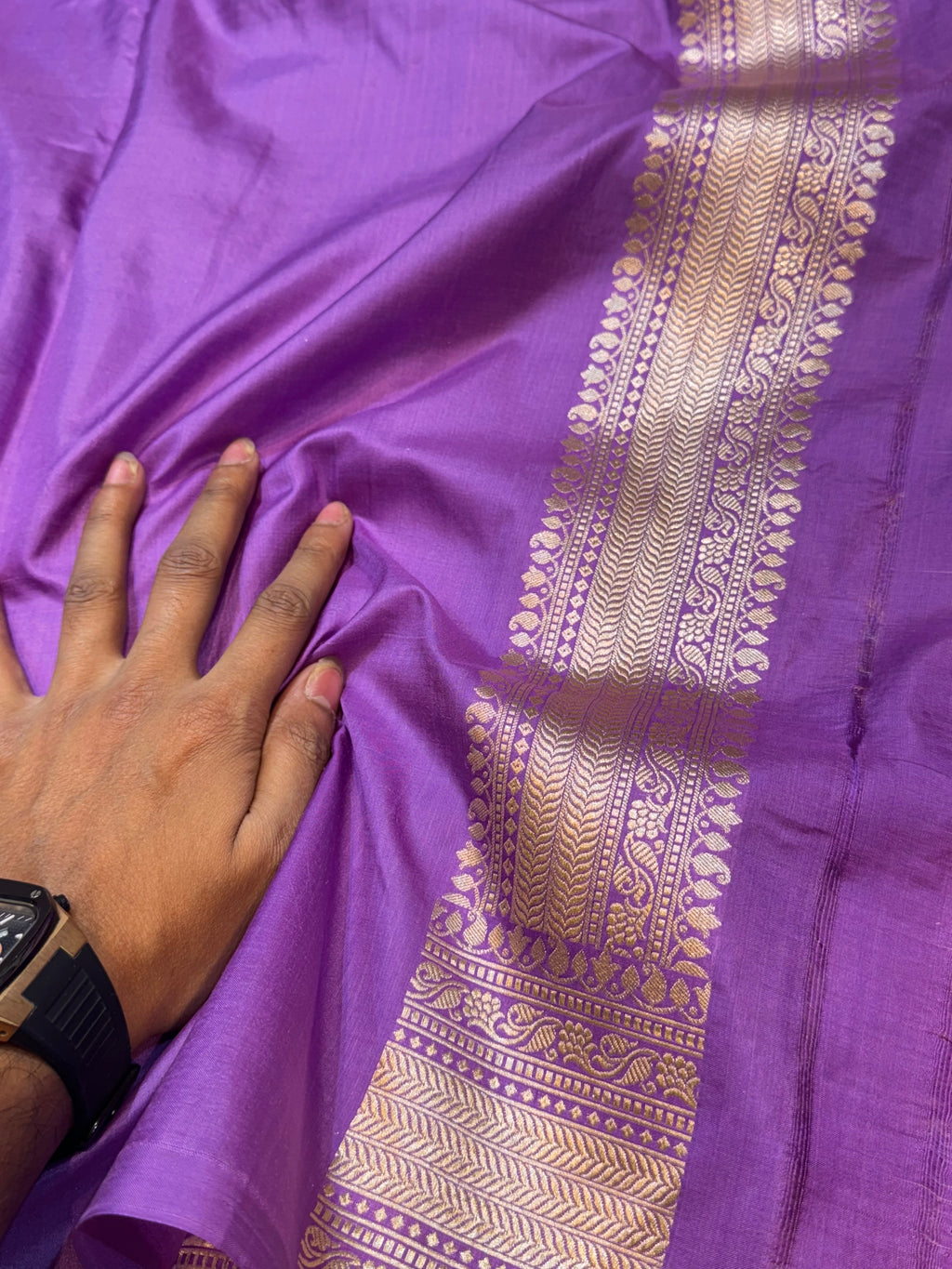 Lavender 100% Pure Banarasi Katan Silk Meenakari Saree