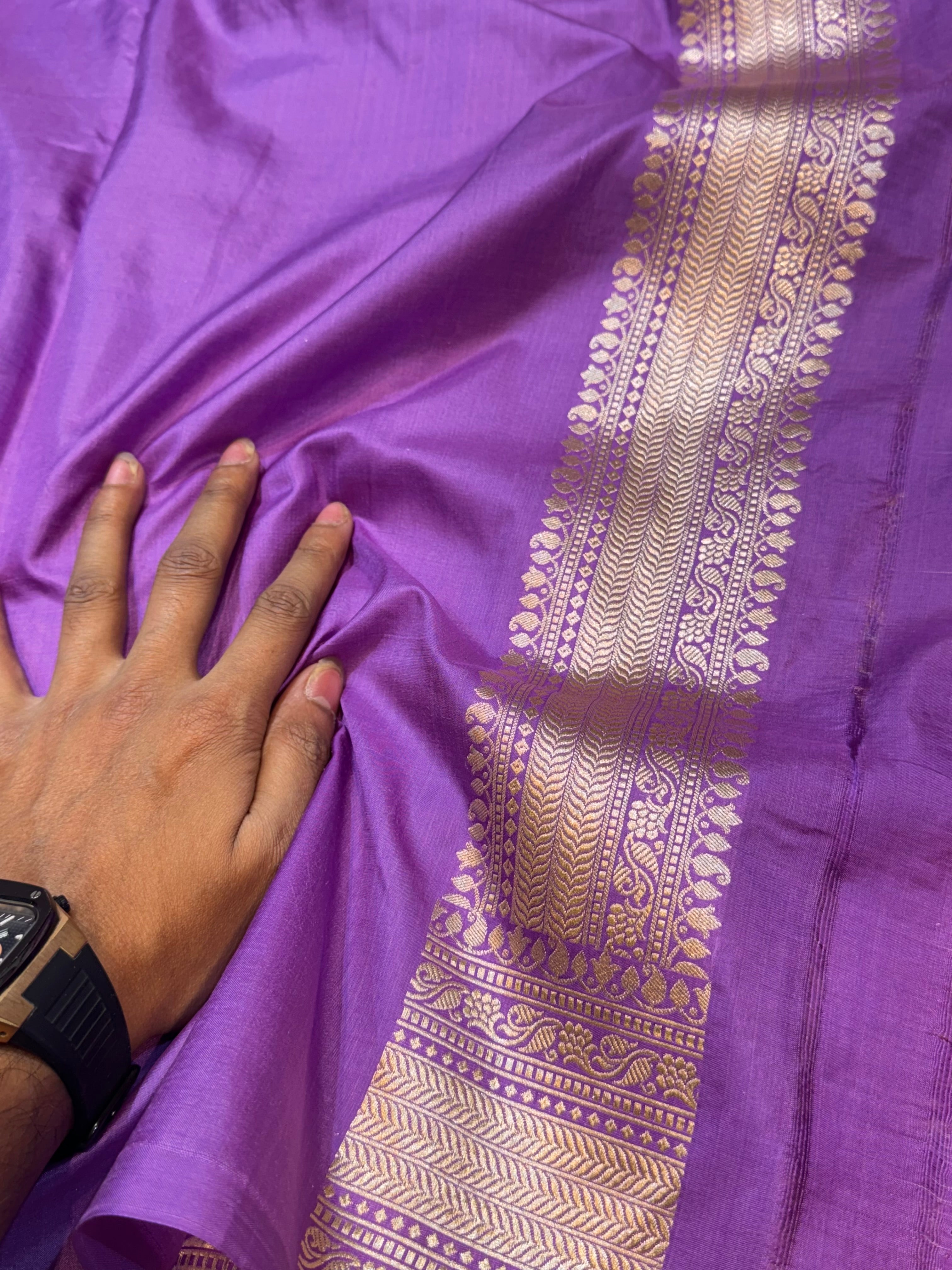 Lavender 100% Pure Banarasi Katan Silk Meenakari Saree