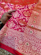 Dual Shade Pink 100% Pure Banarasi Katan Silk Meenakari Saree