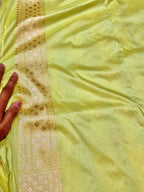Pista Green 100% Pure Banarasi Katan Silk Meenakari Saree
