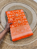 Prebook | Fanta Orange 100% Pure Banarasi Katan Silk Meenakari Saree