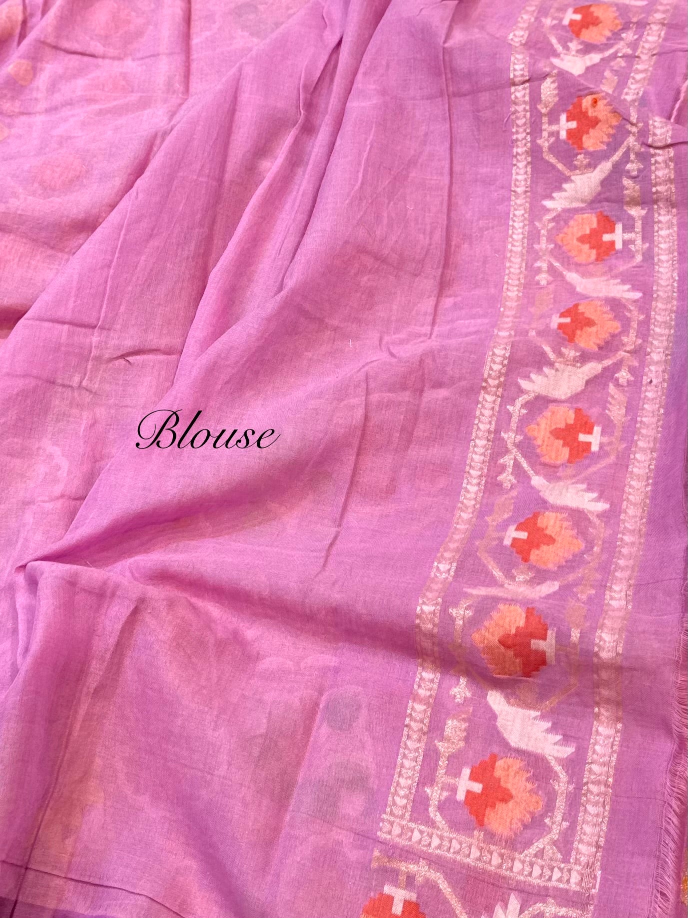 Prebook | Light Pink 100% Pure Ektara Banarasi Cotton Jamdani Saree