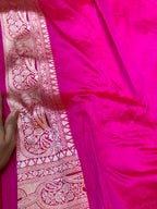 Rani Pink 100% Pure Banarasi Katan Silk Meenakari Saree