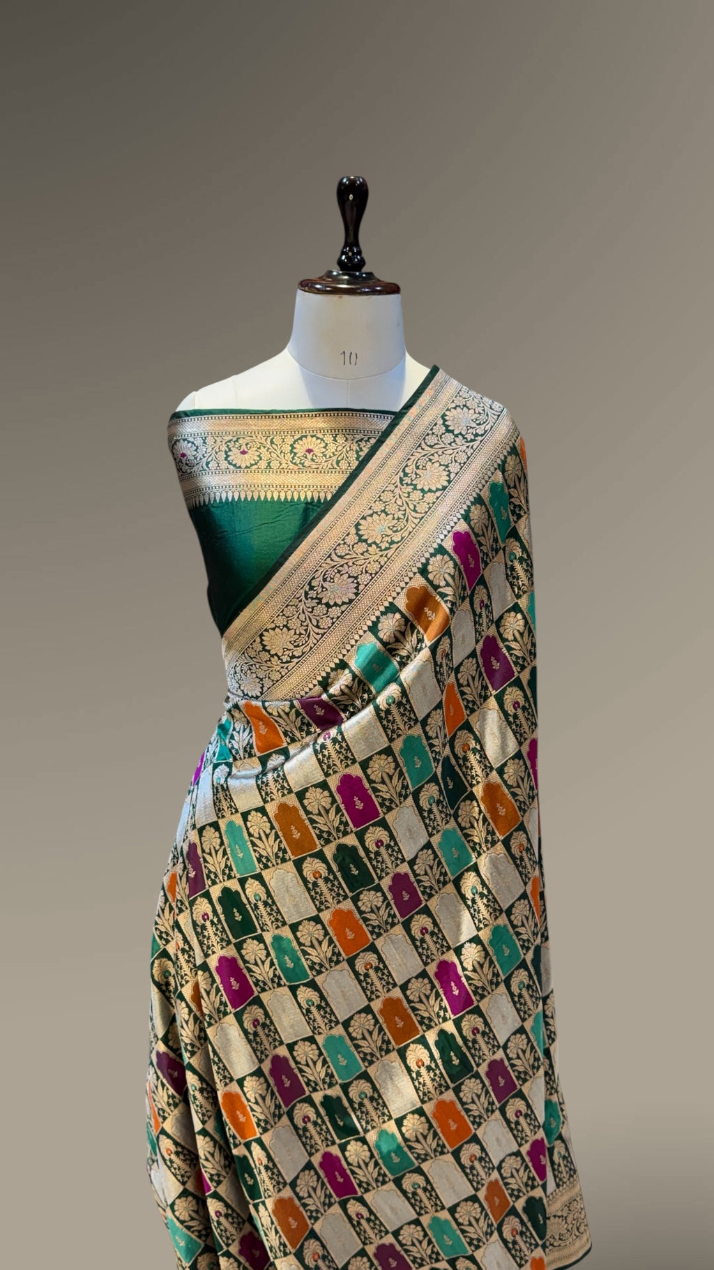 Bottle Green Exclusive Pure Banaras Katan Silk Rangkaat Saree