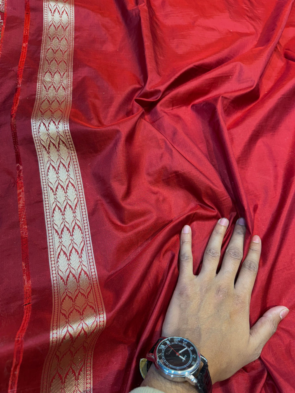 Brick Red 100% Pure Banarasi Katan Silk Saree