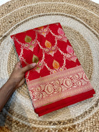 Red 100% Pure Banarasi Katan Silk Meenakari Saree