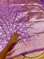 Lavender 100% Pure Banarasi Katan Silk Meenakari Saree