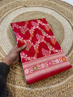 Prebook | Red 100% Pure Banarasi Katan Silk Meenakari Saree