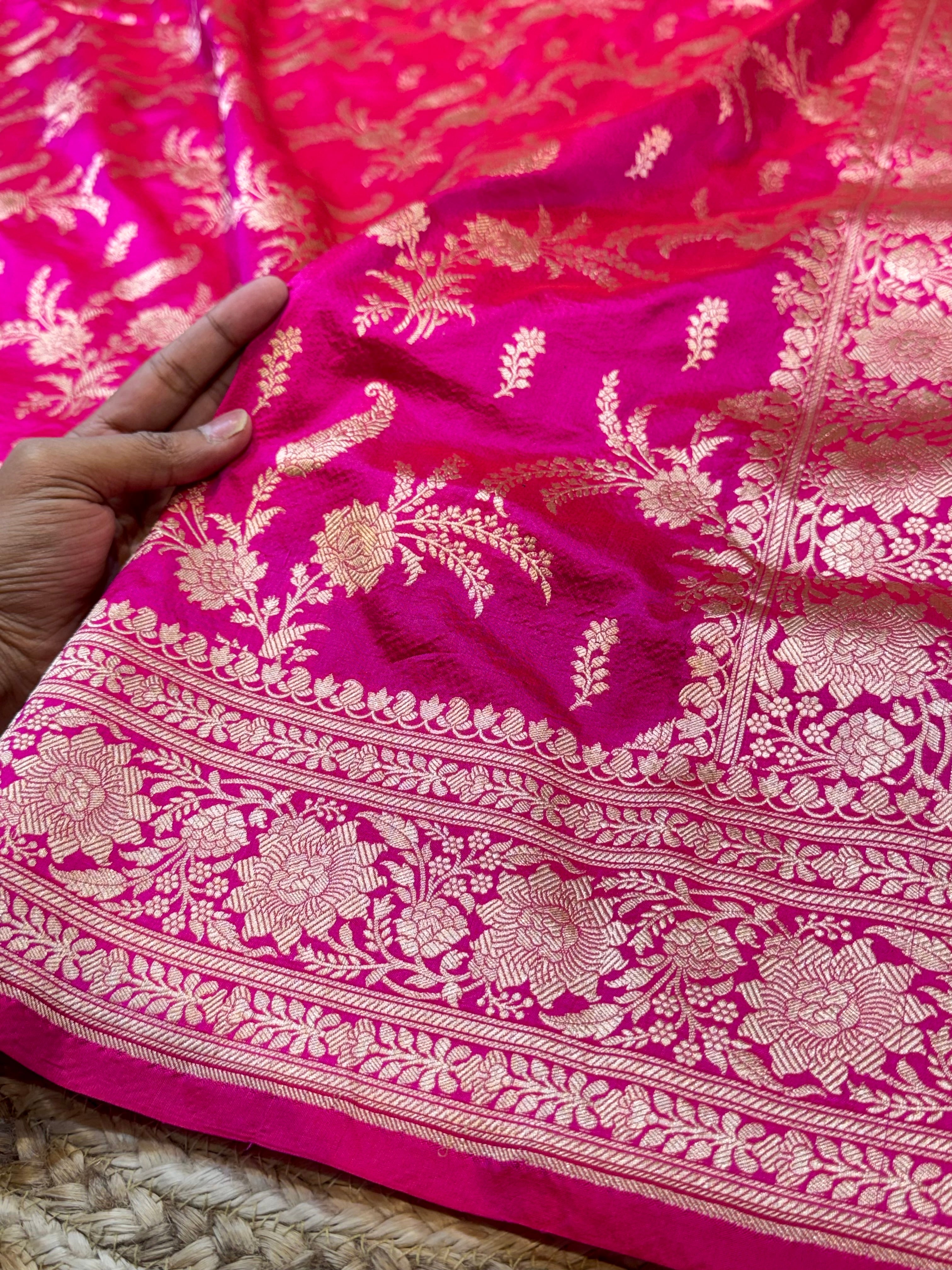 Prebook | Rani Pink 100% Pure Banarasi Katan Silk Saree