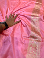 Prebook | Baby Pink 100% Pure Banarasi Katan Silk Saree