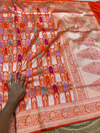 Prebook | Fanta Orange 100% Pure Banaras Katan Silk Rangkaat Saree