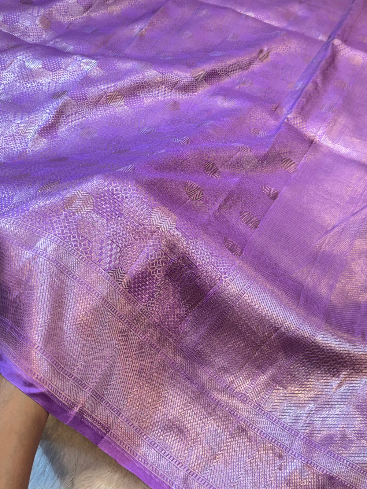 Lavender Pure Handloom Banarasi Mashru Silk Saree