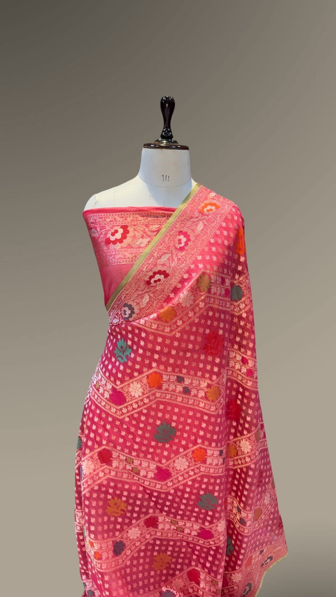 Rose Gold Pink Pure Ektara Banarasi Kora Jamdani Saree