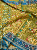 Prebook | Mehendi Green 100% Pure Ektara Banarasi Kora Jamdani Saree