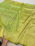 Pista Green Banarasi Semi Katan Silk Partywear Saree