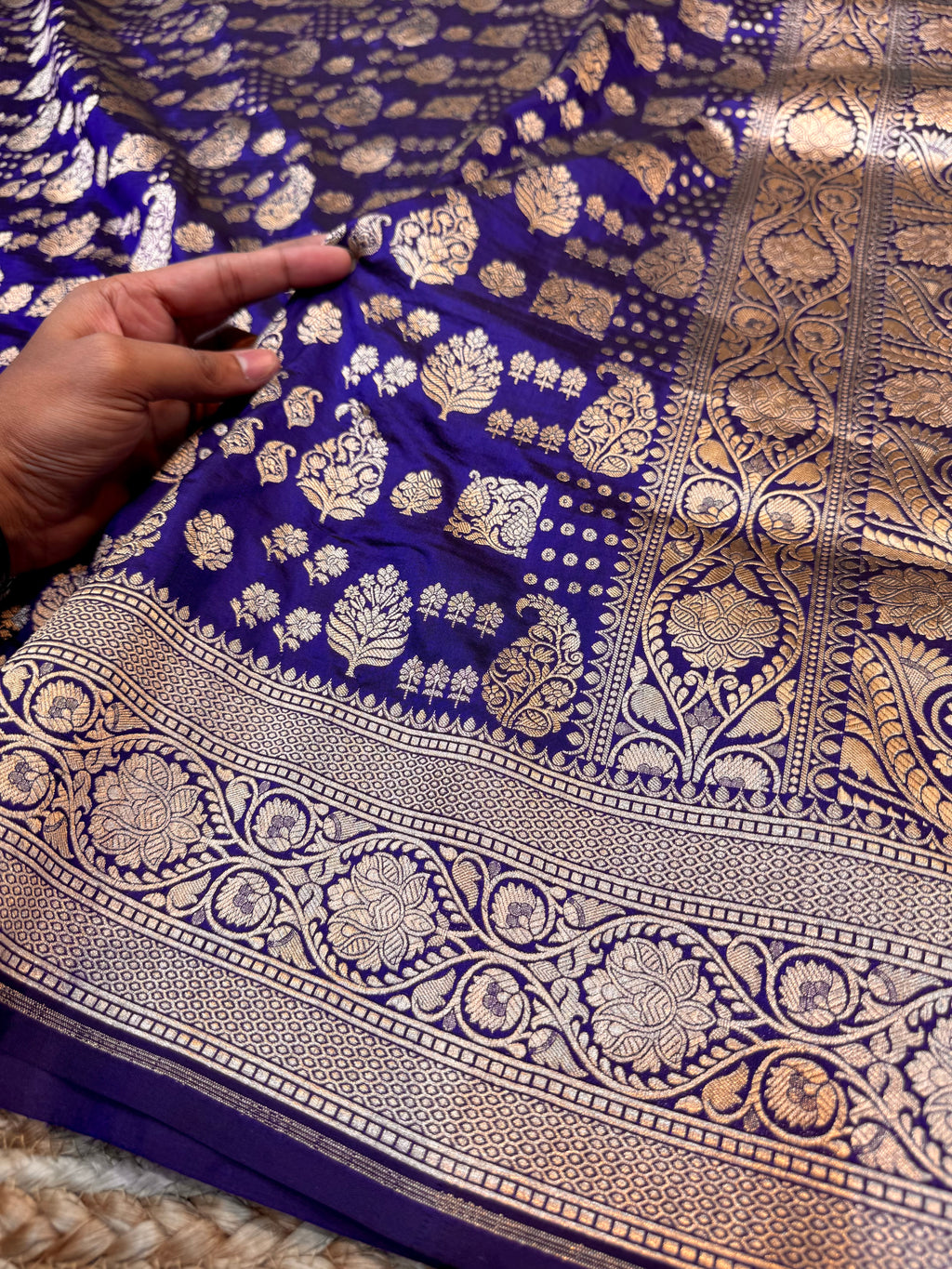 Royal Blue 100% Pure Banarasi Katan Silk Saree