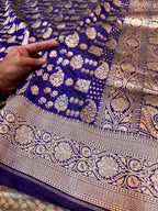 Royal Blue 100% Pure Banarasi Katan Silk Saree