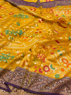 Sunflower Yellow Pure Banarasi Ektara Kora Jamdani Saree