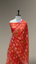 Prebook | Red Banarasi Ektara Kora Jamdani Saree