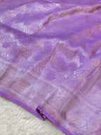 Lavender Pure Handloom Banarasi Mashru Silk Saree