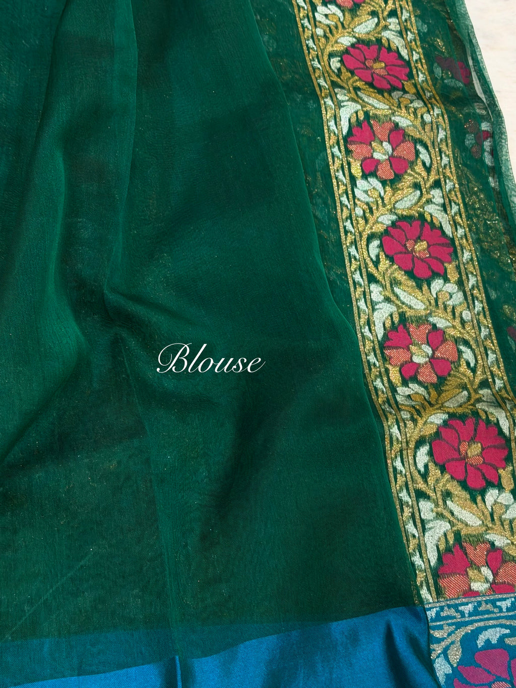 Green Pure Banarasi Ektara Kora Jamdani Saree