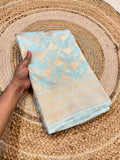 Powder Blue 100% Pure Banarasi Katan Silk Saree