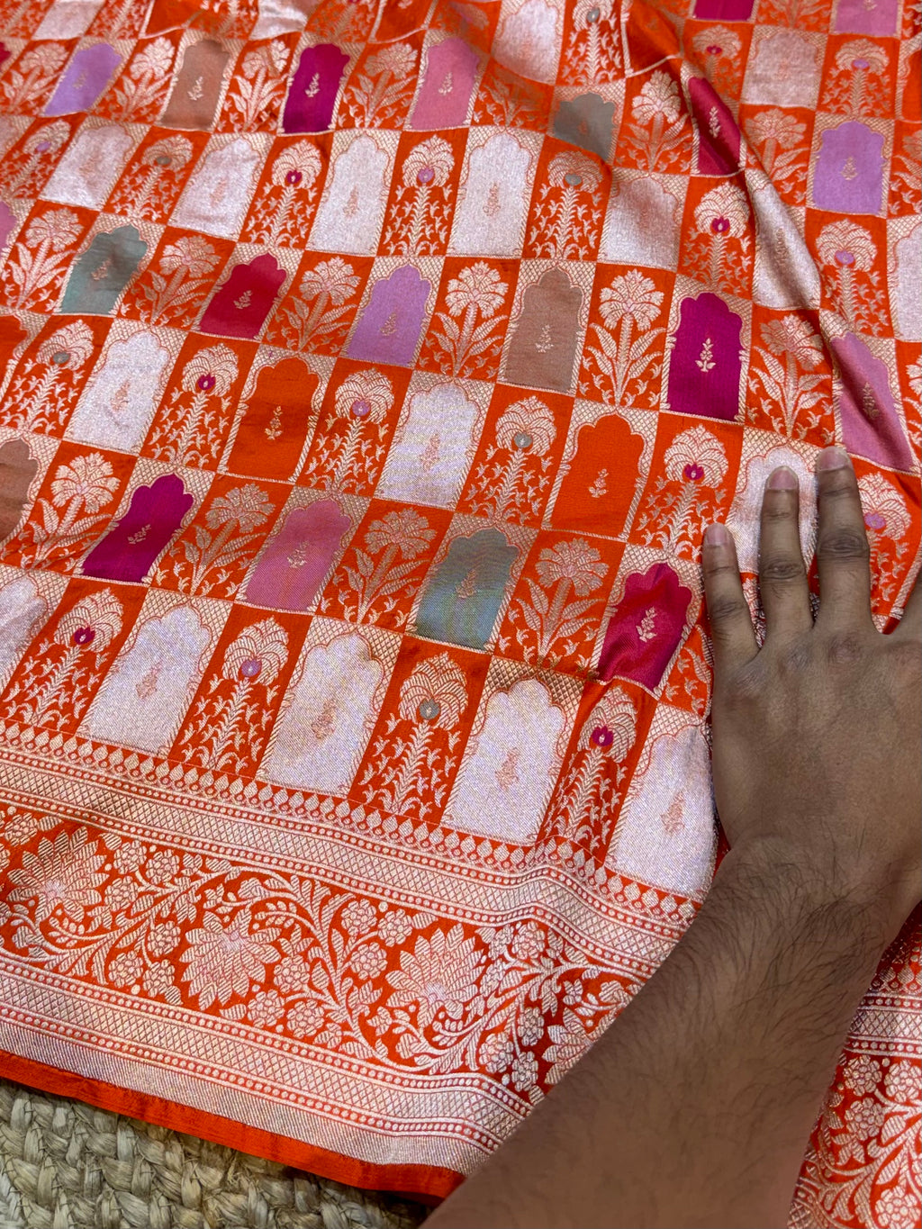 Prebook | Fanta Orange 100% Pure Banaras Katan Silk Rangkaat Saree