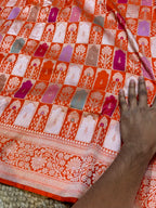 Prebook | Fanta Orange 100% Pure Banaras Katan Silk Rangkaat Saree
