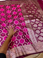 Magenta Pink Banarasi Soft RANGKAAT Mashru Silk Partywear Saree