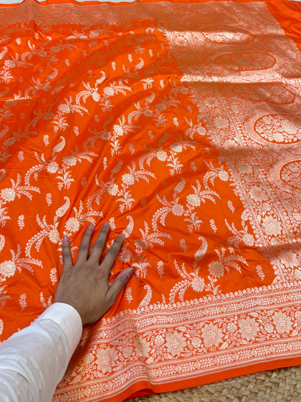 Fanta Orange 100% Pure Banarasi Katan Silk Saree