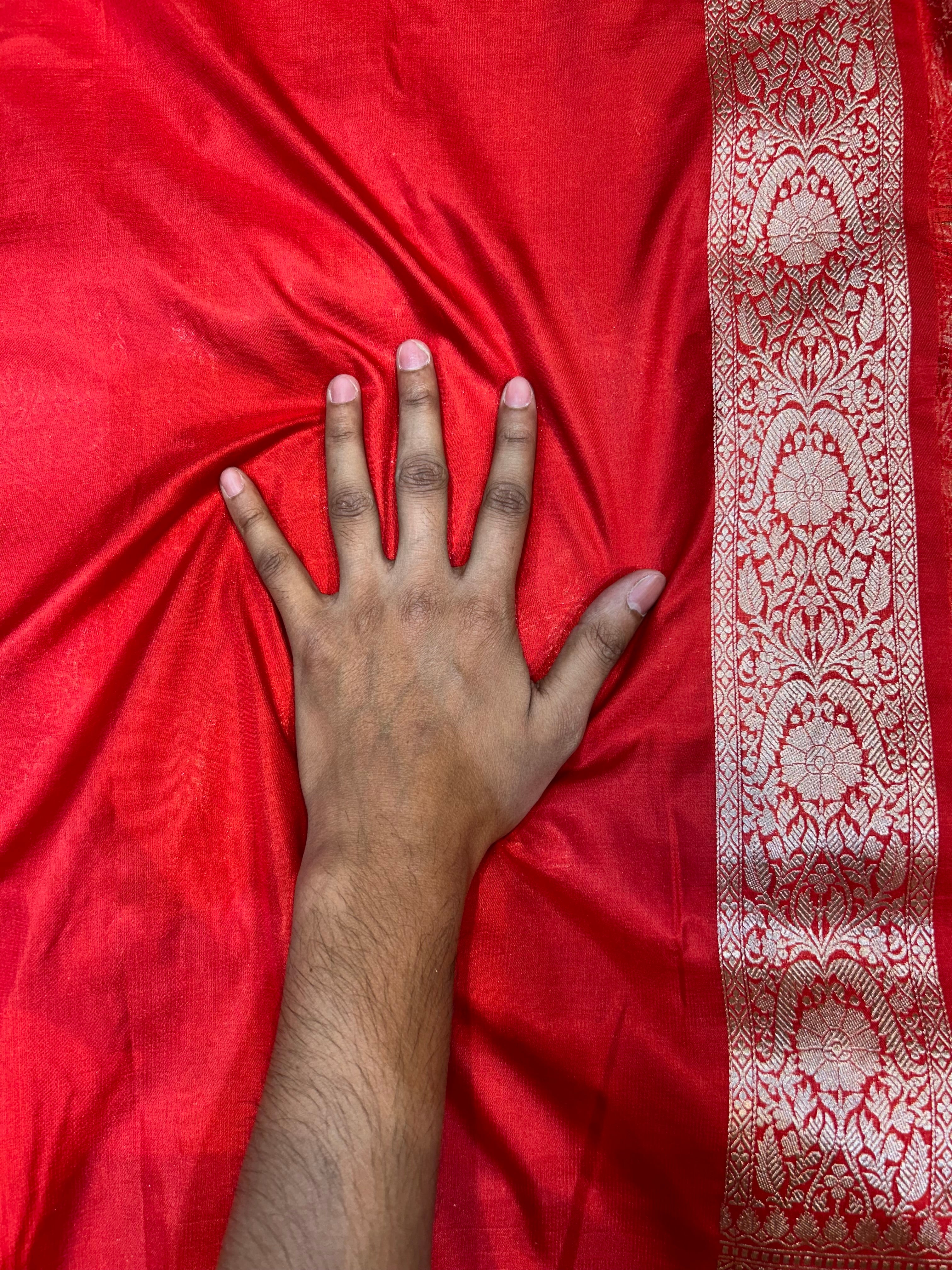 Red 100% Pure Banarasi Katan Silk Saree