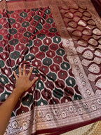 Brown Banarasi Soft RANGKAAT Mashru Silk Partywear Saree