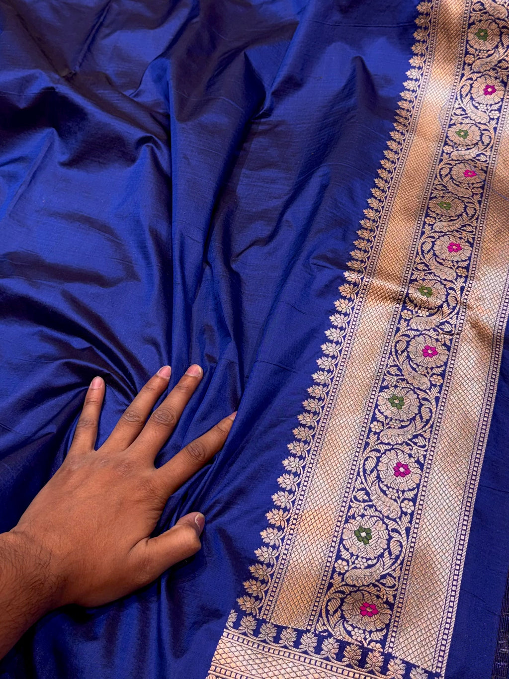 Royal Blue 100% Pure Banarasi Katan Silk Meenakari Brocade Saree