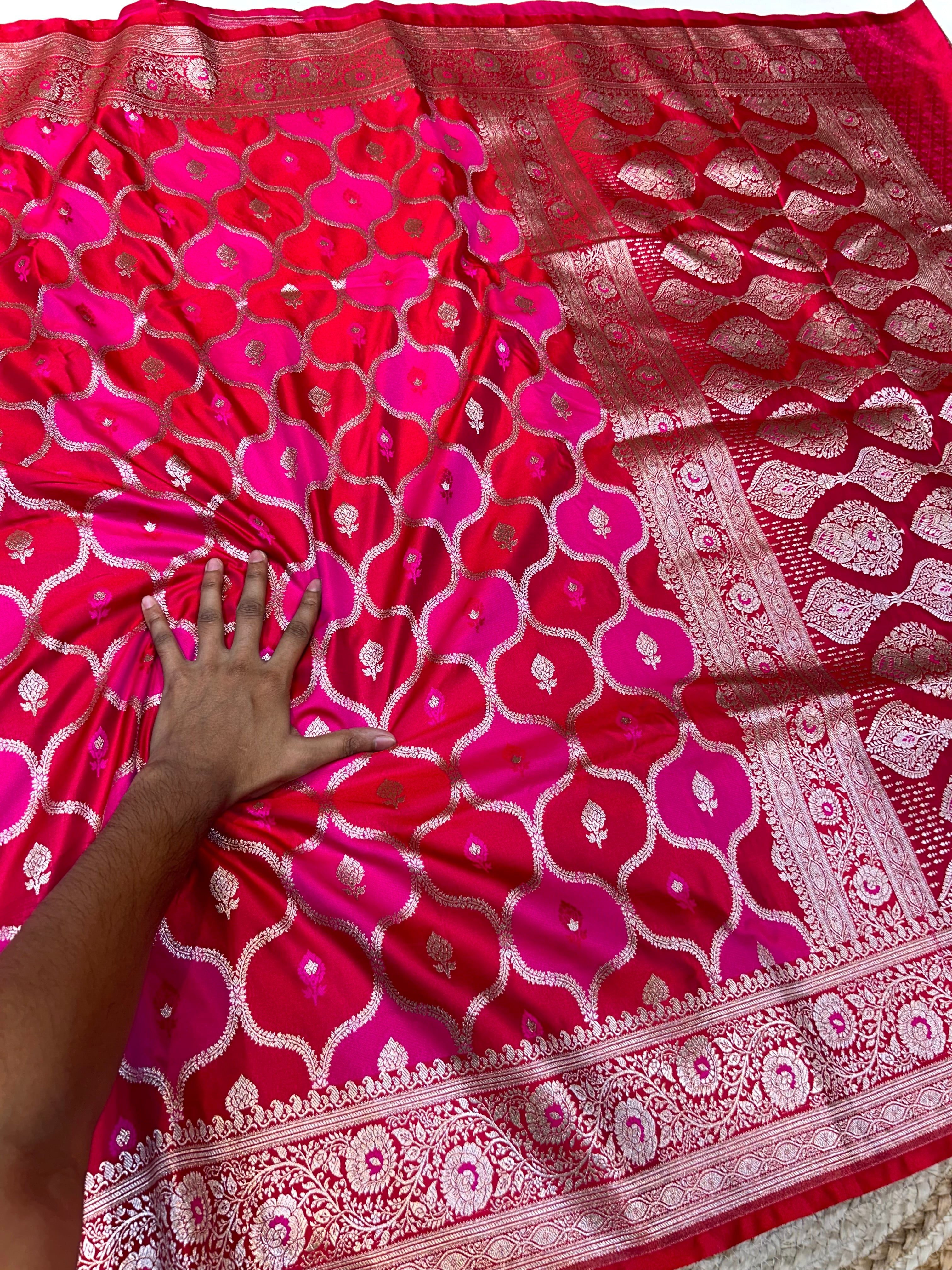 Red Banarasi Soft RANGKAAT Mashru Silk Partywear Saree