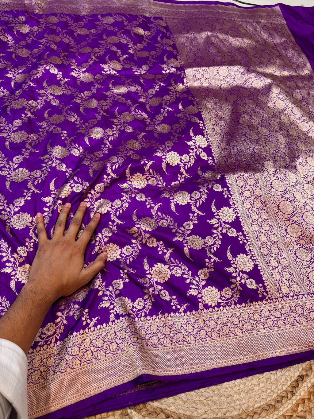 Purple 100% Pure Banarasi Katan Silk Saree